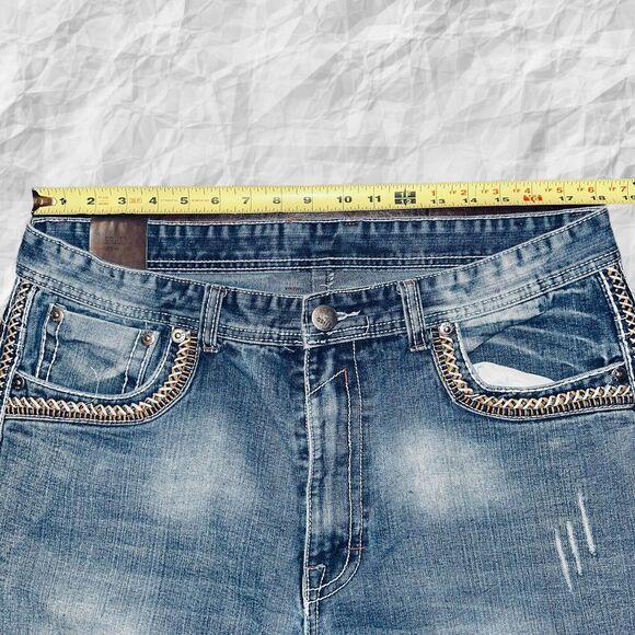 GS 115 Mens Size 36X33(actual Inseam 31) Bruce Slim Fit Thick Stitched Blue Jean - Picture 9 of 12